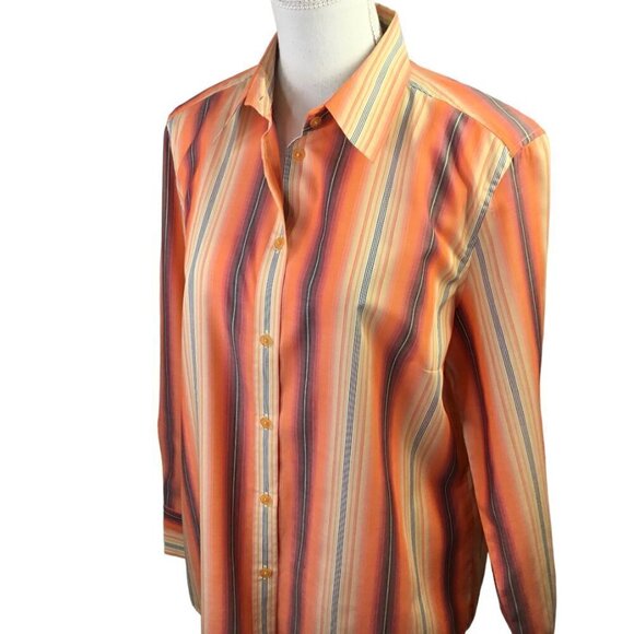 Eterna Excellent Cotton Striped Women's Top Blouse Button Front EUR Size 42 US L - Picture 8 of 10